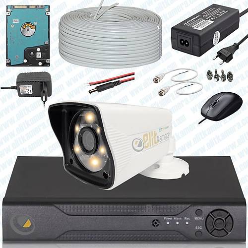 Elitcam Gecegörüşü Renkli 5.0 Megapixel Lensli ( 1 ) Kameralı 1080p Full Hd Set