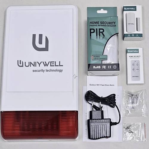 UNIYWELL Kablosuz D Ortam Sirenli Wifi Alarm Seti FUAS-08-WF