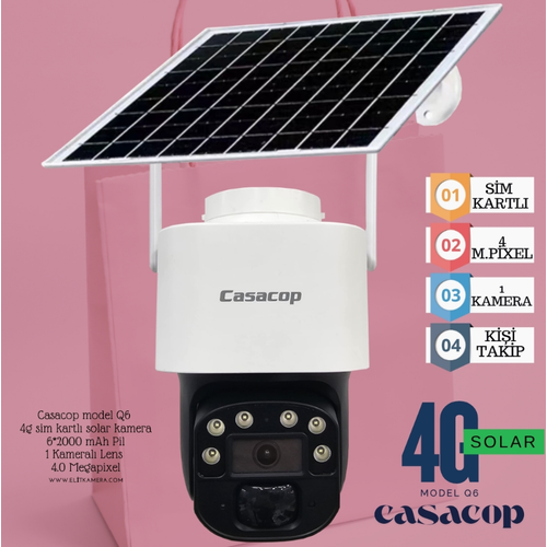 Casacop Model-Q6 1 Kameral Sim Kartl Solar Kamera Sesli