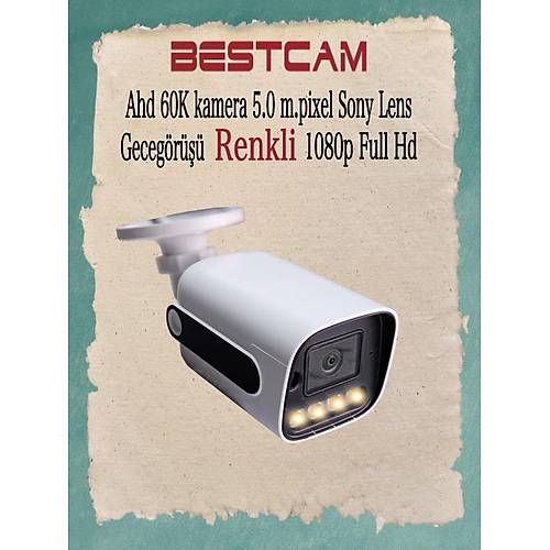 BESTCAM 60K Ahd Warm Led Gece Gr Renkli kamera 5 MP Sony Lens 1080p Full HD Su Geirmez