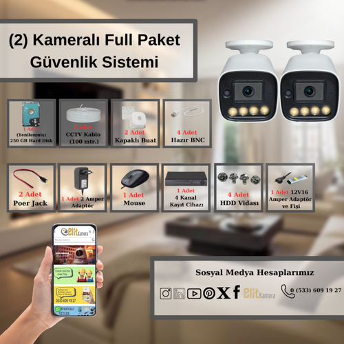 Elitcam Zbr Gecegr Renkli 5.0 Megapixel Lensli ( 2 ) Kameral 1080p Full Hd Set