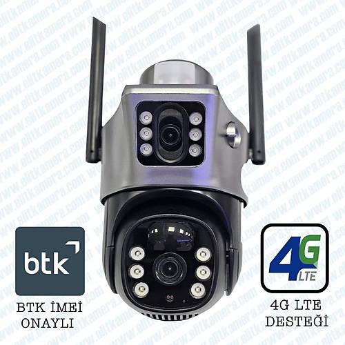 Elitcam 3505  Gne panelli ve sim kartl 360 Derece ift Kameral  Speddome Kamera Gecegrl Su Geirmez