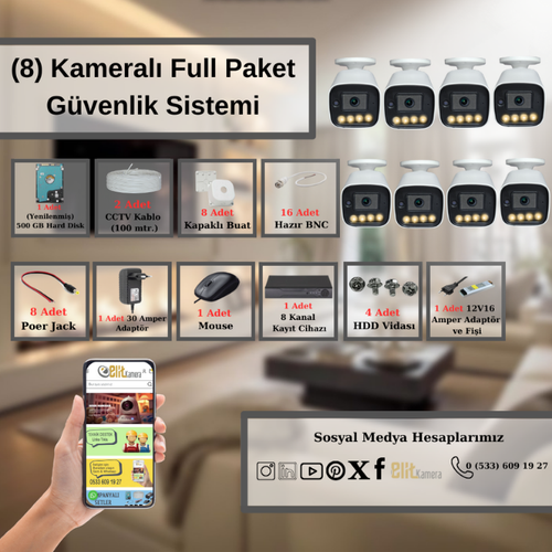 Mp Zbr Gecegr Renkli 5.0 Megapixel Lensli ( 8 ) Kameral 1080p Full Hd Set