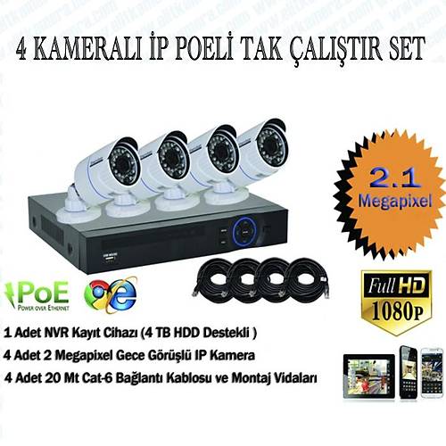 Nvr Poe Kit  ( P ) 4  Kameral Hazr Tak altr Set ( 500 GB Hdd Dahil )