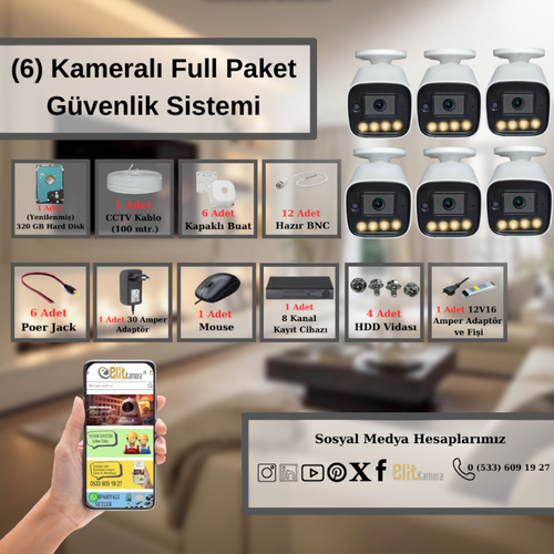 Mp Zbr Gecegr Renkli 5.0 Megapixel Lensli ( 6 ) Kameral 1080p Full Hd Set