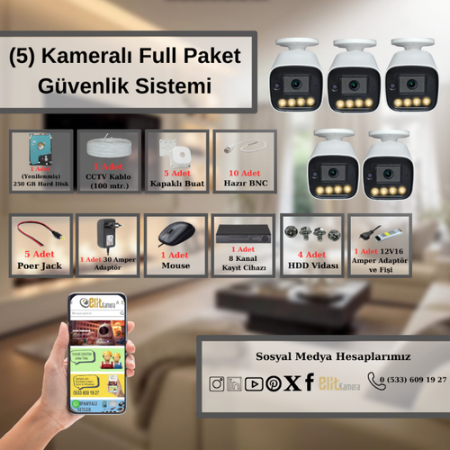 Mp Zbr Gecegr Renkli 5.0 Megapixel Lensli ( 5 ) Kameral 1080p Full Hd Set