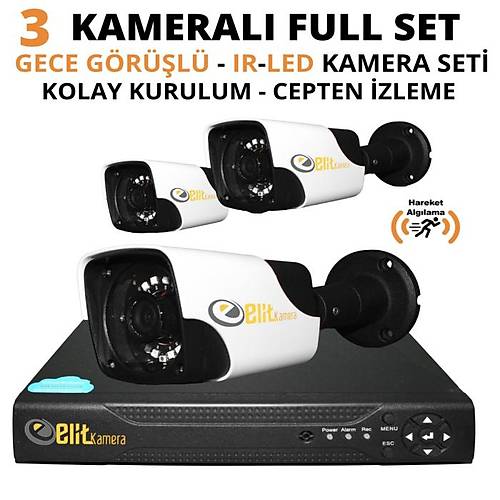 Elitcam Panda Metal Kasa 5.0 Megapixel Lensli ( 3 ) Kameral Full Paket Gvenlik Sistemi Hdd Dahil