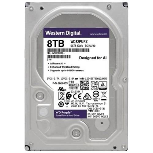 8 TB 3.5 5400RPM 64MB PURPLE WD10PURX 7/24 GVENLK DSK HDD