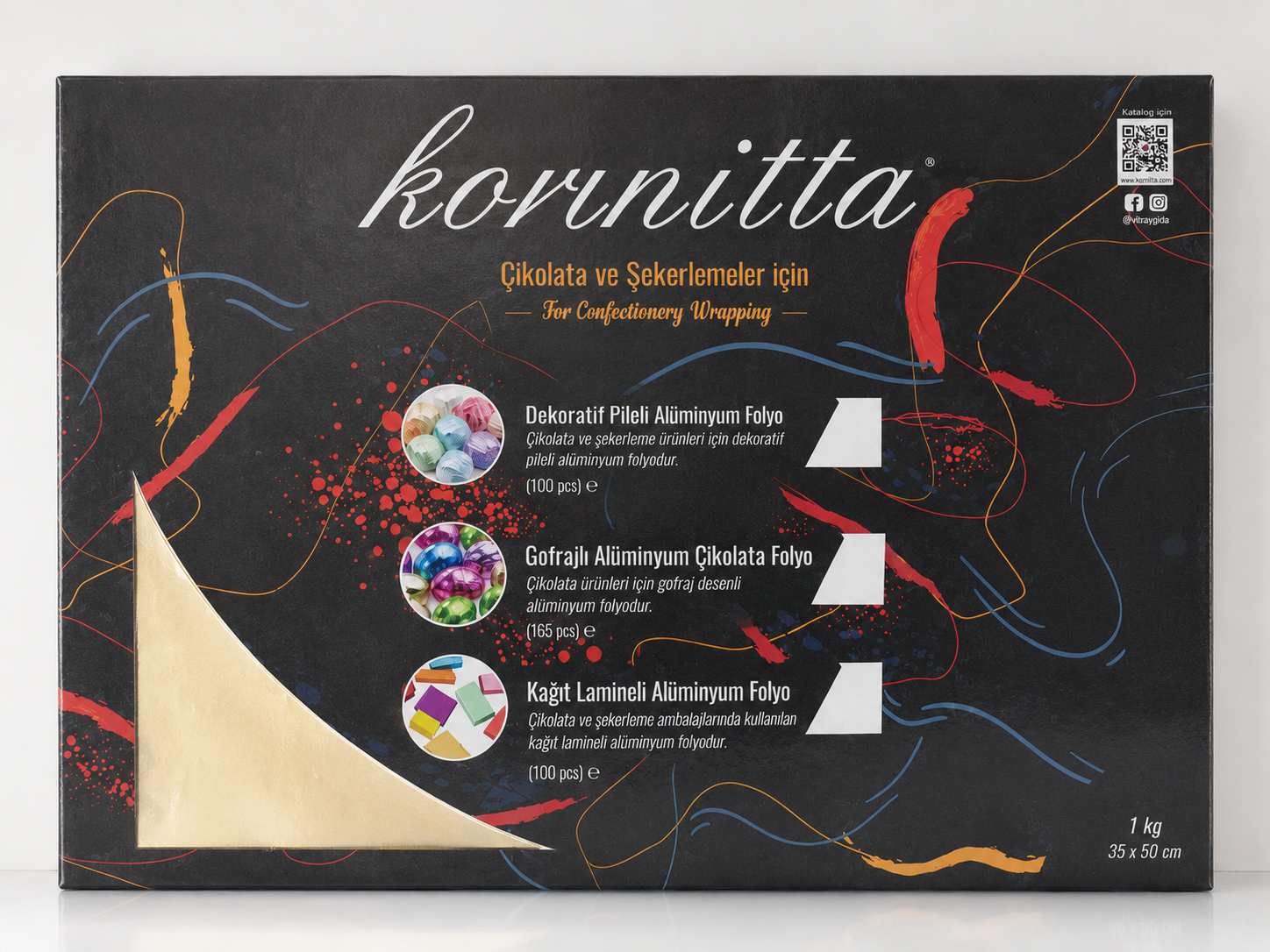 Alüminyum Çikolata Folyosu Düz Gold 1KG 35x50 CM