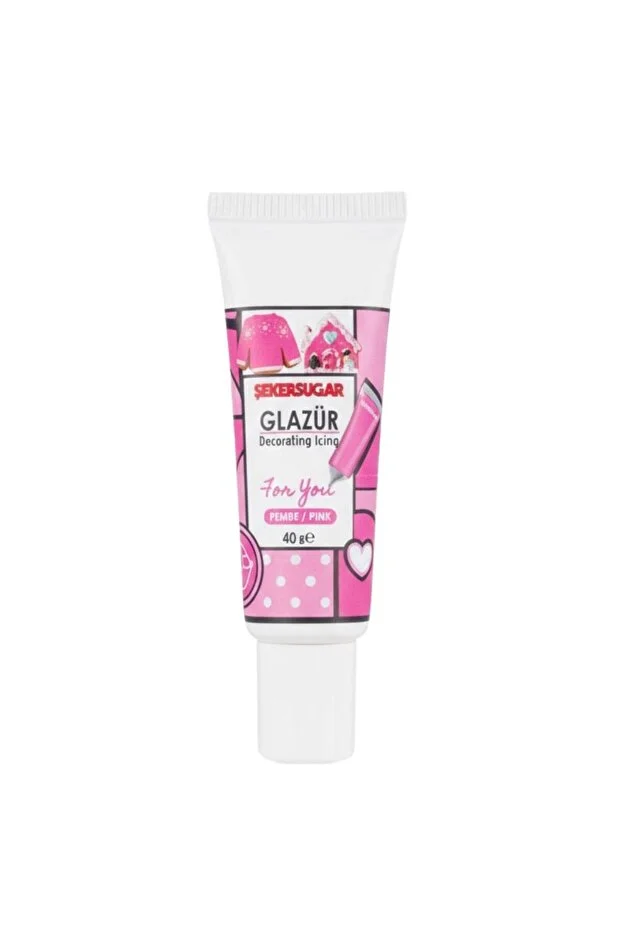 Glazür Tüp Pembe 40 Gr  Pasta ve Kurabiye Dekor Glaze