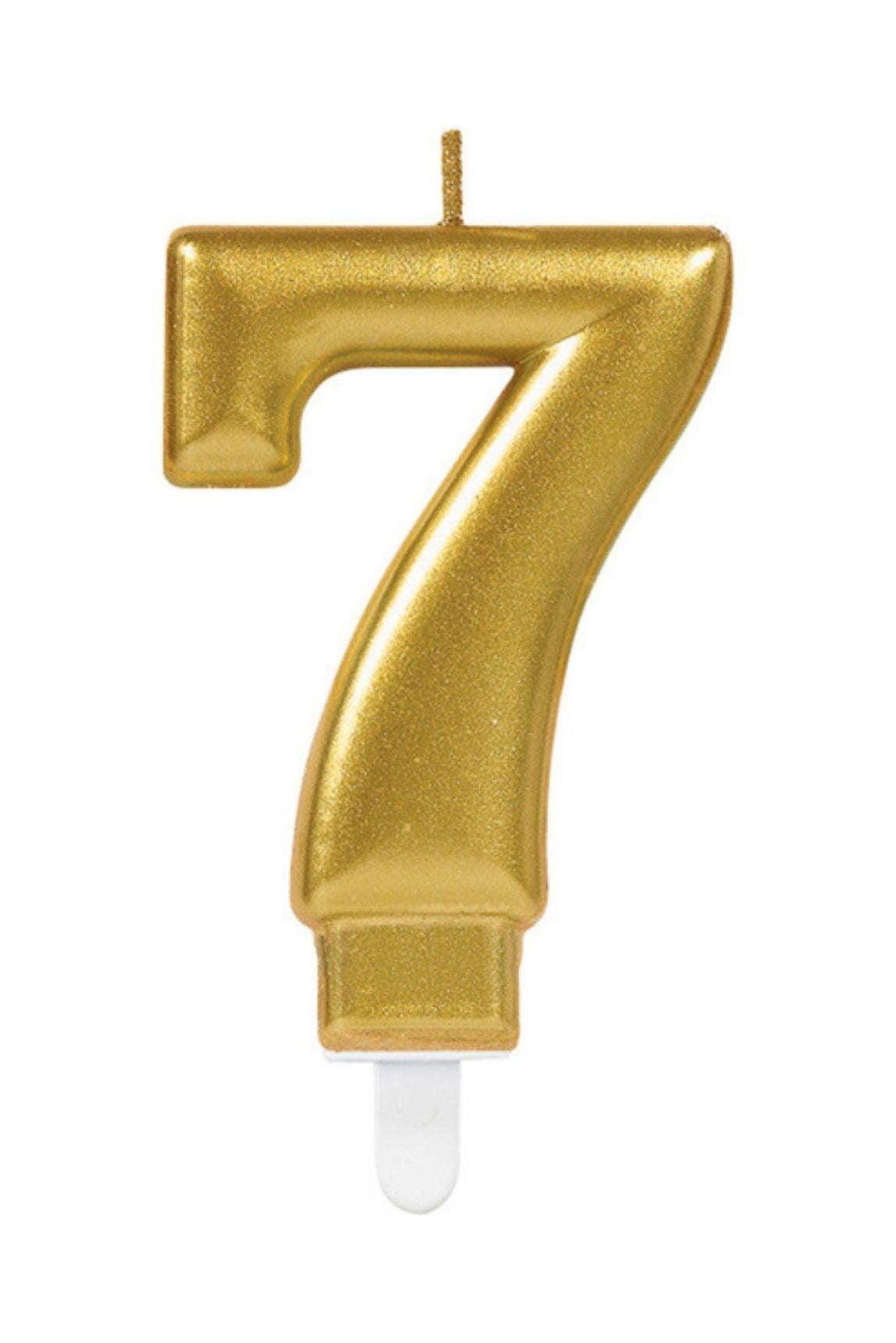 Gold Renkli Rakamlı Doğum Günü Pastası Yaş Mumu  7 Yaş