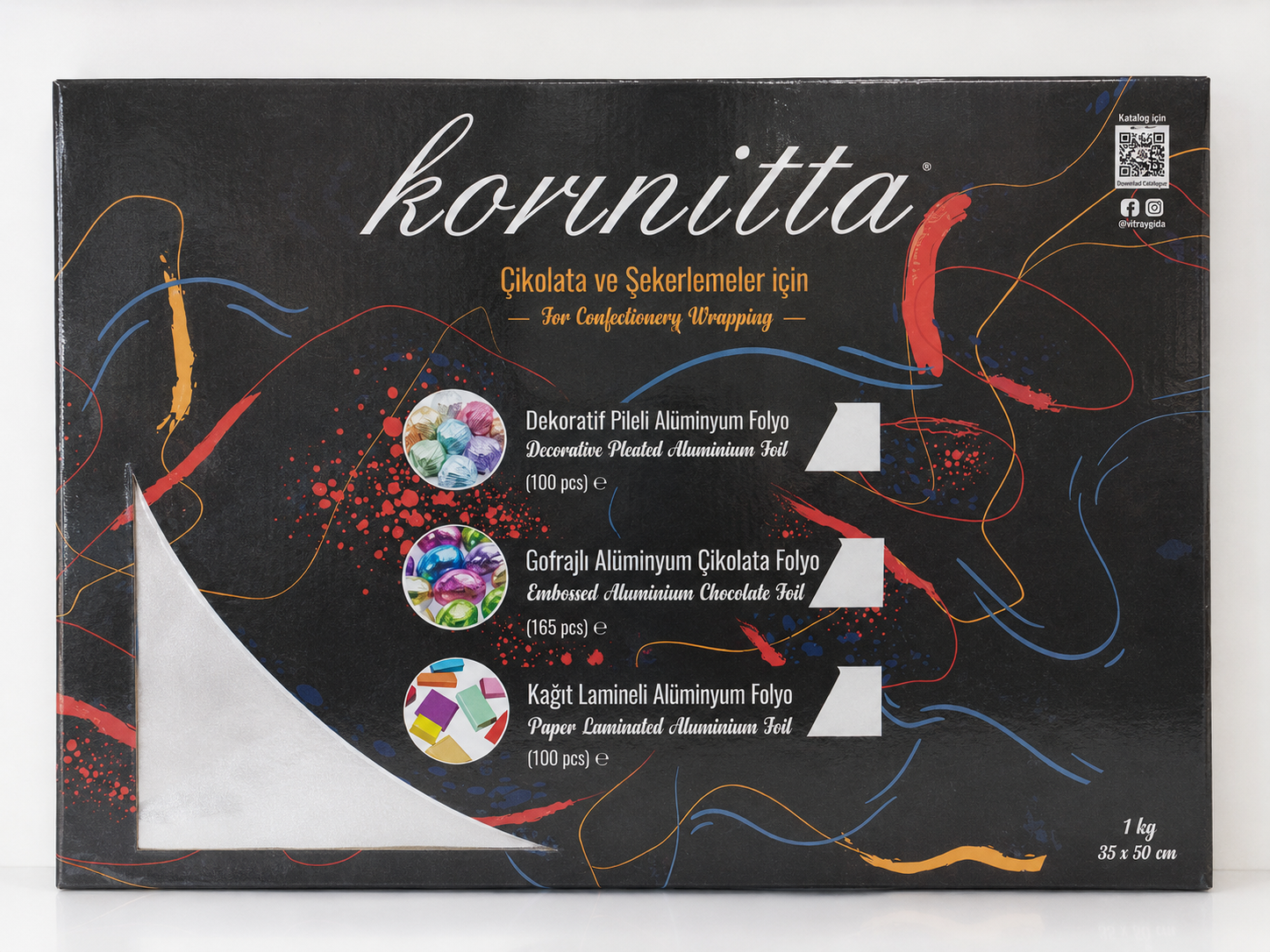 Alüminyum Çikolata Folyosu Düz gümüş 1KG 35x50 CM