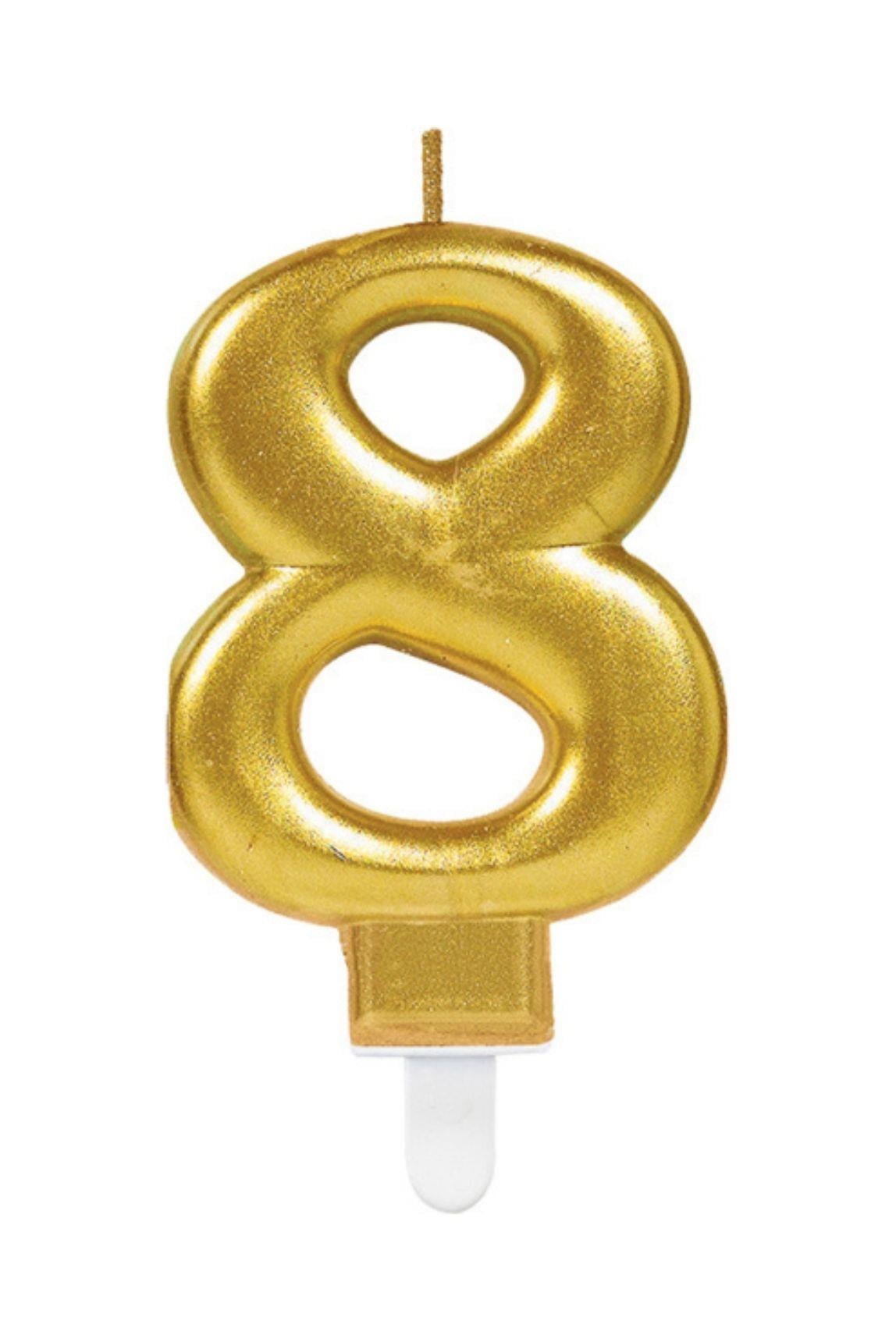 Gold Renkli Rakamlı Doğum Günü Pastası Yaş Mumu  8 Yaş