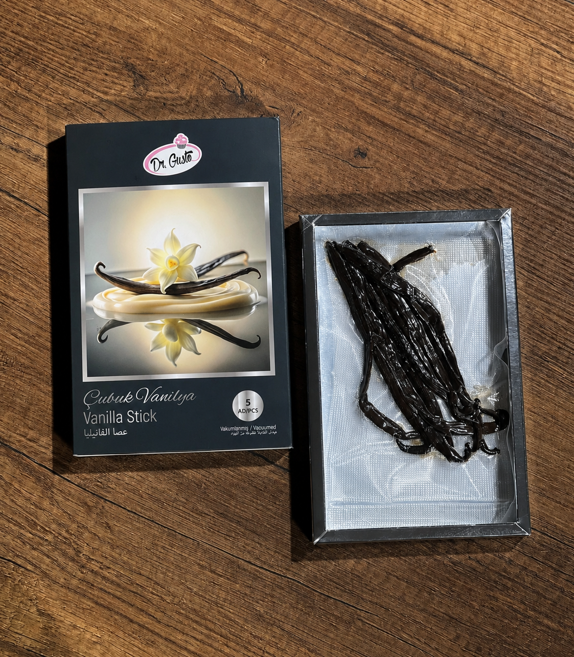 5li Çubuk Vanilya Vakumlu Paket  Doğal Aromalı Vanilya Çubuğu