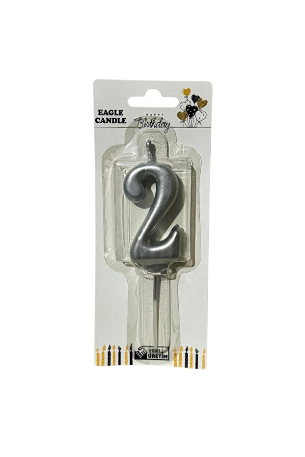 Alya-butık 10 Cm 2 Yaş Doğum Günü Büyük Rakam Sayılı Pasta Mumu Gümüş Renk