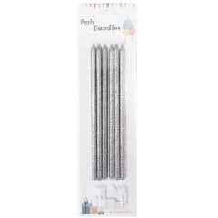 Gümüş Simli Pasta Mumu 6 Adet 14CM