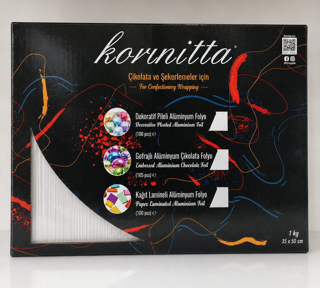 Alüminyum Çikolata Folyosu Kağıt Oluklu Gumus 1 KG 35x50 CM