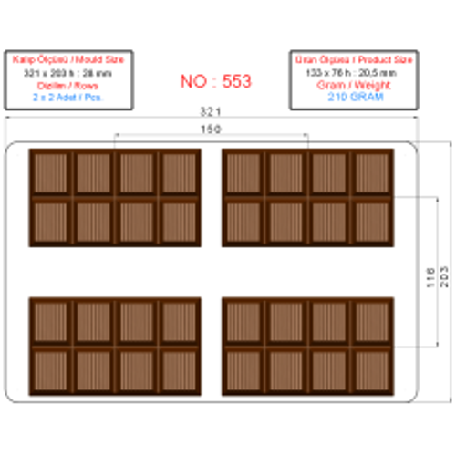 210 Gr. Dubai Chocolate Mold - 0553