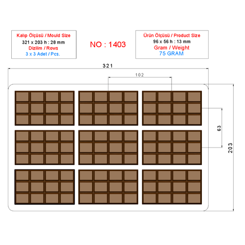 75 Gr. DUBAI CIKOLATASI KALIBI - 1403