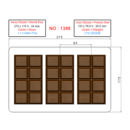 210 Gr. Dubai Chocolate Bar - 1388