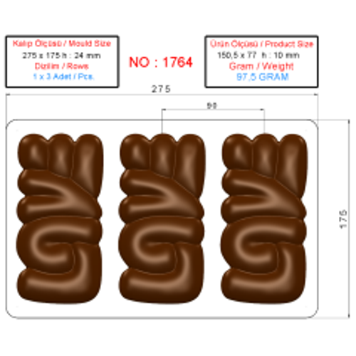 1764 - LOVE Tablet Chocolate Polycarbonate Mold