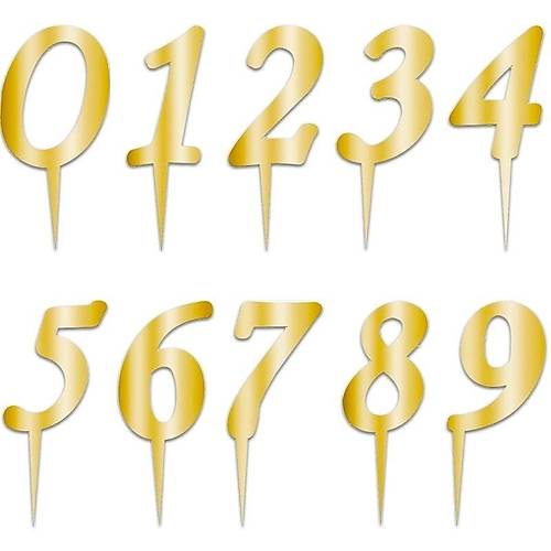 Pleksi Rakam Pasta S�s�, 12,5cm x 5cm - 1 Adet Alt�n