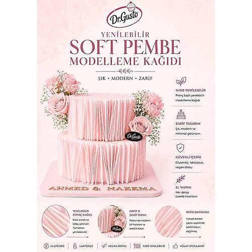Dr Gusto Yenilebilir Modelleme Ka��d� Soft Pembe (100 ad)