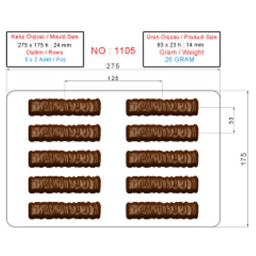 1105 - Bar Chocolate Mold