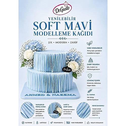 Dr Gusto Yenilebilir Modelleme Ka��d� Soft Mavi (100 ad)