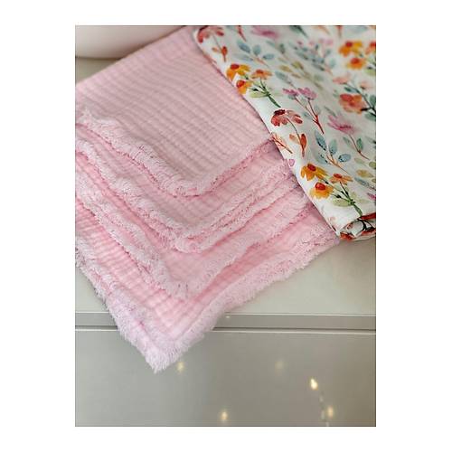 %100 Pamuk Bebek Az Silme Mendili 4'l Set 30x30cm Pembe Omuz rts Ter Mendili