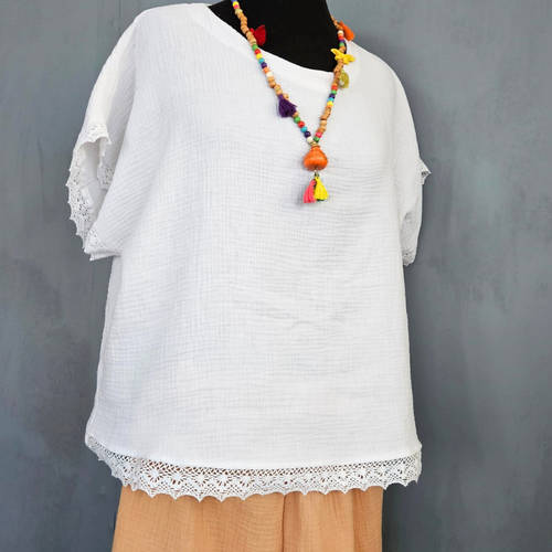 % 100 pamuklu muslin sala bluz. XL-4XL aras