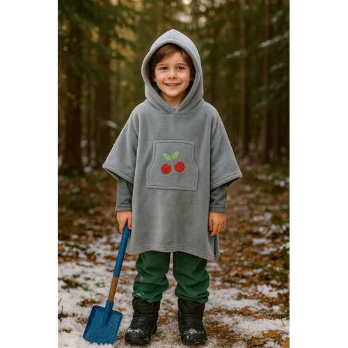 ocuk panosu - giyilebilir battaniye- Kiraz detayl, ok rahat