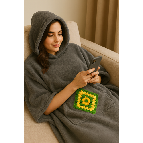 Pelu kadn pano, giyilebilir ev battaniyesi