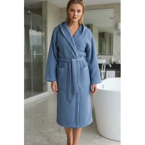 % 100 pamuklu kal�n waffle bornoz-sabahl�k