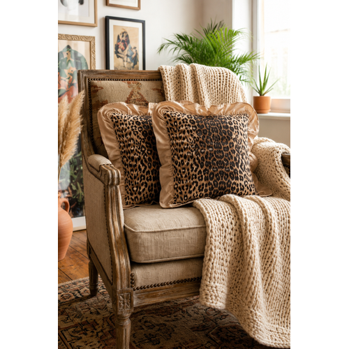 F�rf�rl� k�rlent k�l�f�, 2 adet,  43 X 43 cm, fermuarl�d�r, leopar k�rlent k�l�f�