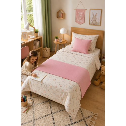 Pembe- �ocuk odas� runner tak�m�. 1 Runner + 1 k�rlent k�l�f�ndan olu�ur.