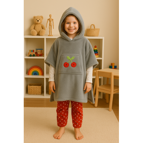 ocuk panosu - giyilebilir battaniye- Kiraz detayl, ok rahat