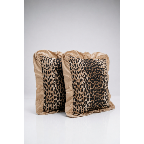 F�rf�rl� k�rlent k�l�f�, 2 adet,  43 X 43 cm, fermuarl�d�r, leopar k�rlent k�l�f�