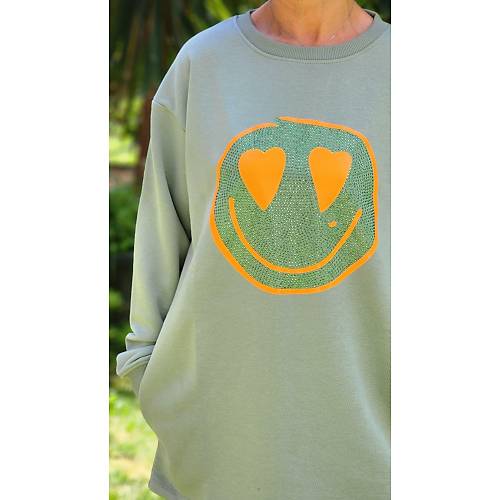 STRASS GLEN YZL SMILEY BADEM UZUN SWEATSHIRT ELBSE
