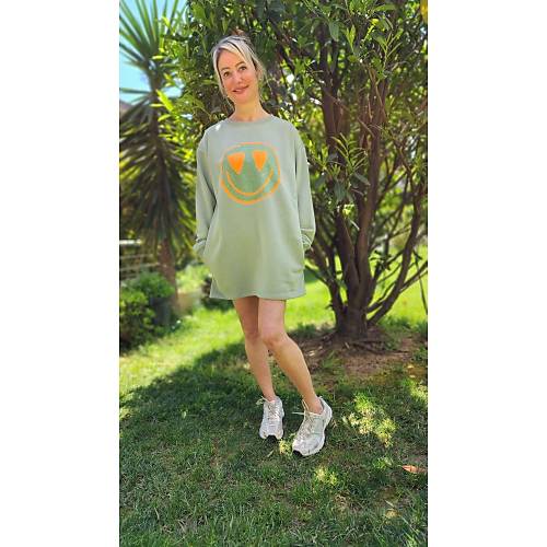 STRASS GLEN YZL SMILEY BADEM UZUN SWEATSHIRT ELBSE