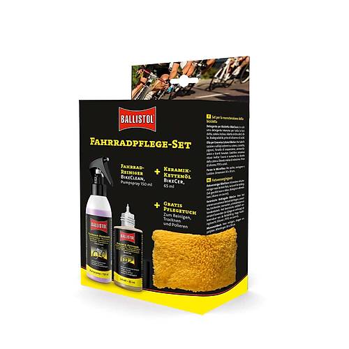 Ballistol Bisiklet Bakm Seti Seramik zincir ya 65ml + BikeCleaner 150ml + Microfiber Bez 30 x 30 cm