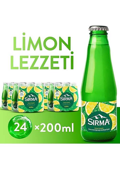 Sırma Limon Aromalı C Vitaminli Maden Suyu 200 ml x 24 Adet