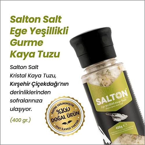 SALTON EGE YELLKL GURME KAYA TUZU CAM KAVANOZ SERAMK DERMEN 110 GR