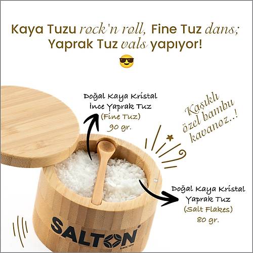 SALTON DOAL SALT FLAKES (YAPRAK TUZ) BAMBU KAVANOZ 170 GR
