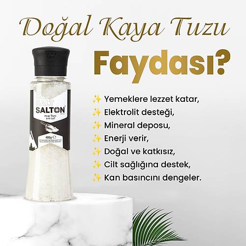 SALTON DOĞAL KRİSTAL KAYA TUZU CAM KAVANOZ SERAMİK DEĞİRMEN 110 GR