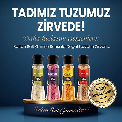 SALTON ZERDEÇALLI GURME KAYA TUZU CAM KAVANOZ SERAMİK DEĞİRMEN 110 GR