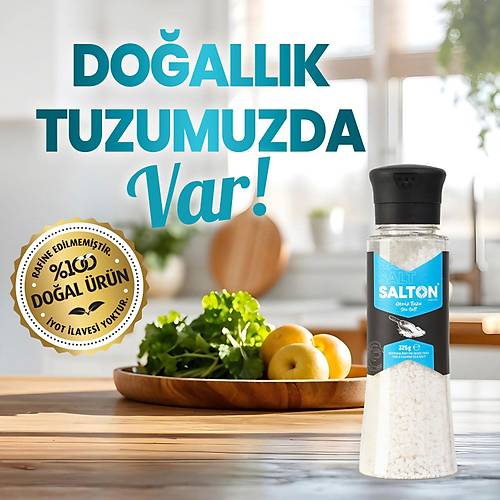 SALTON DOĞAL DENİZ TUZU CAM KAVANOZ SERAMİK DEĞİRMEN 100 GR