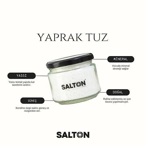 SALTON DOĞAL DENİZ YAPRAK TUZ (SEA SALT FLAKES) CAM KAVANOZ 250