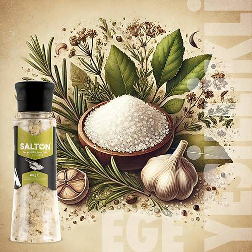 SALTON EGE YELLKL GURME KAYA TUZU CAM KAVANOZ SERAMK DERMEN 110 GR
