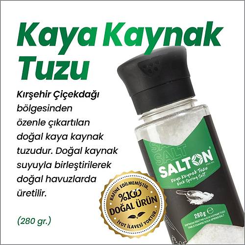SALTON DOAL KAYA KAYNAK TUZU CAM KAVANOZ SERAMK DERMEN 110 GR